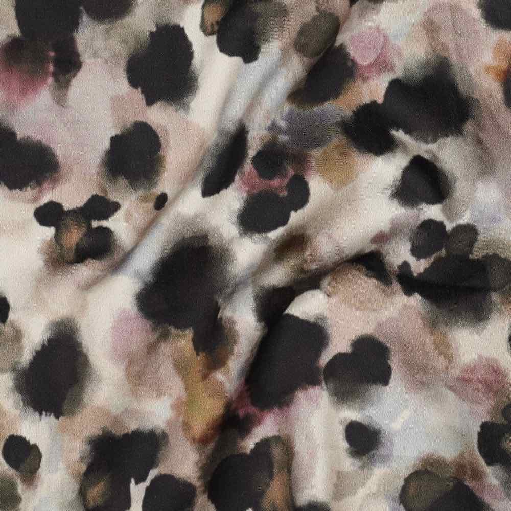 Baumwoll Satin Stoff – Tupfenmusterung Beige Scharz Sand – Bild 3