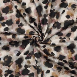 Baumwoll Satin Stoff – Tupfenmusterung Beige Scharz Sand