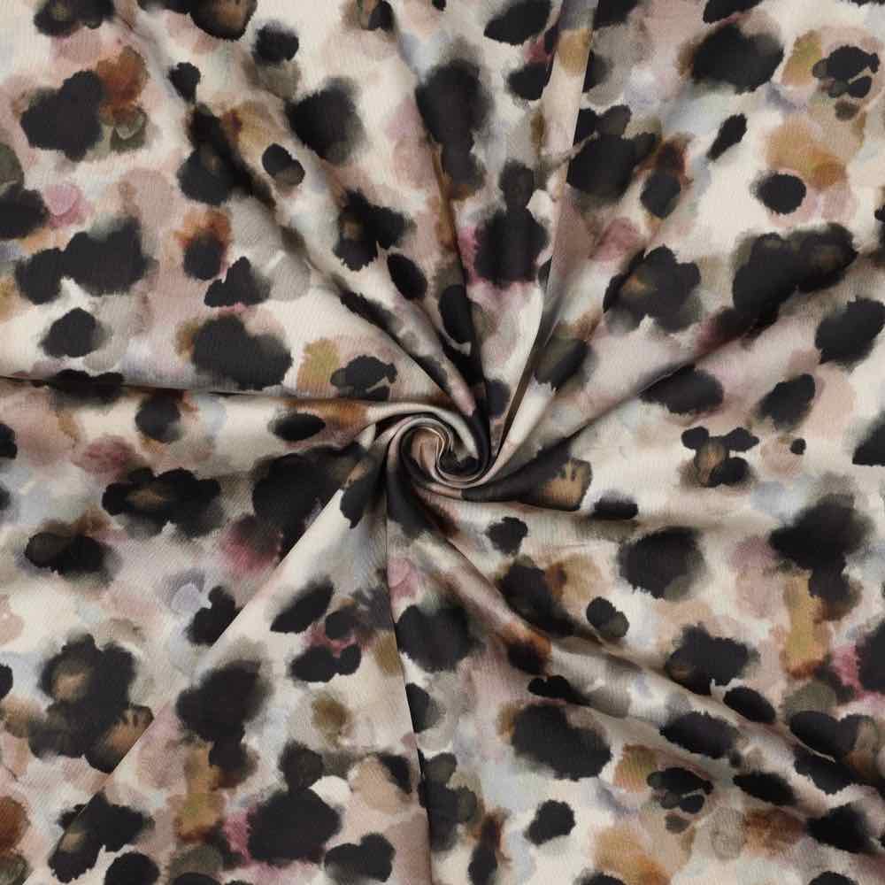 Baumwoll Satin Stoff – Tupfenmusterung Beige Scharz Sand