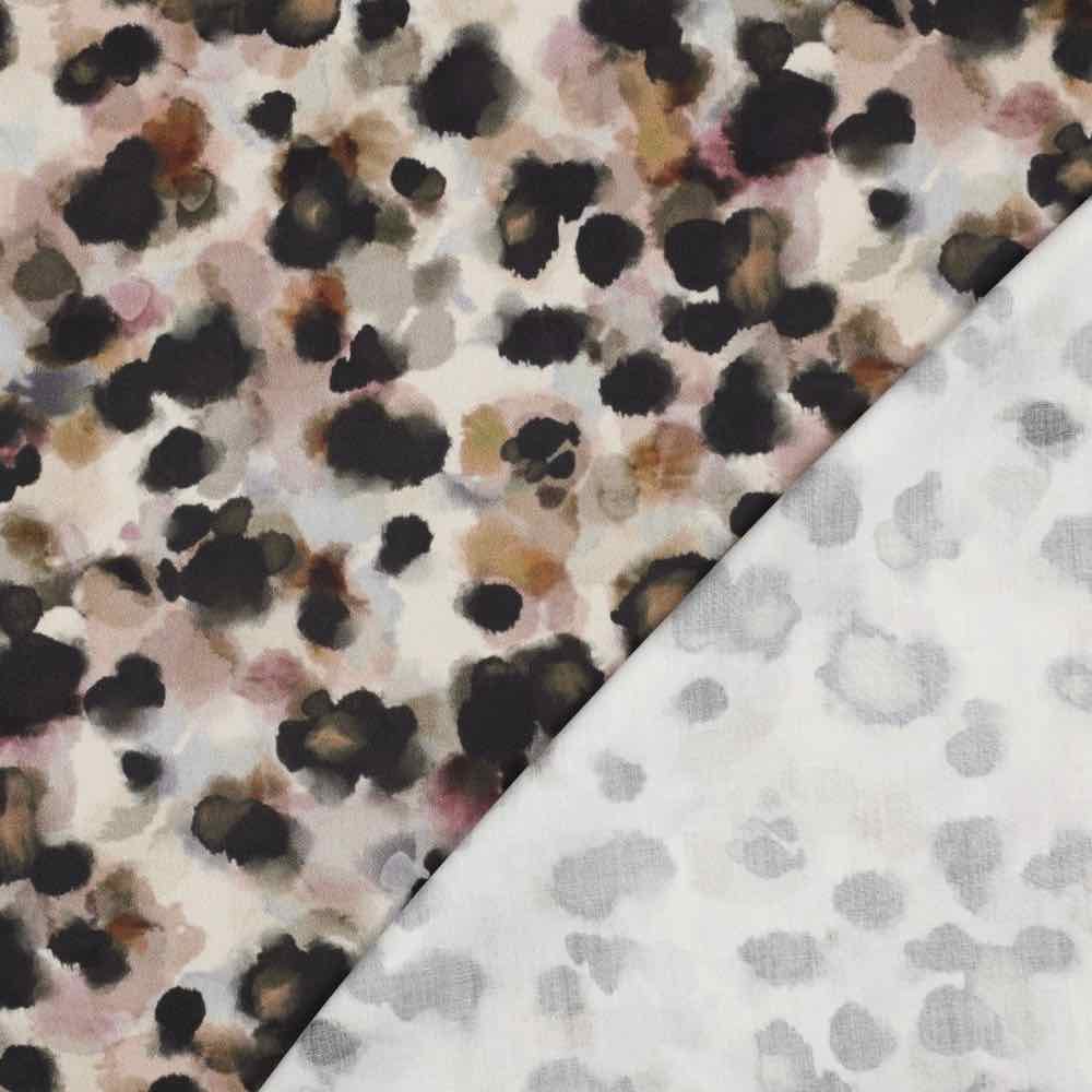 Baumwoll Satin Stoff – Tupfenmusterung Beige Scharz Sand – Bild 5