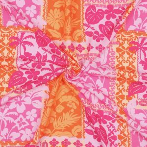 Viskose ECOVERO™, Tücherdruck Orange Rosa Pink