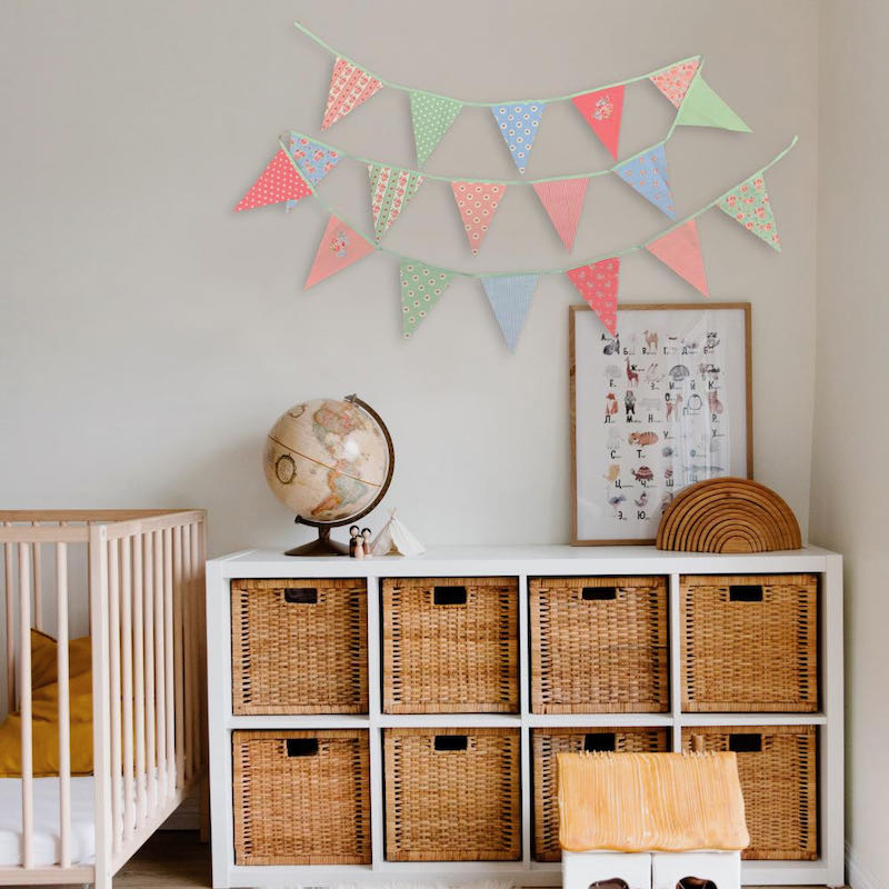 Stoffpanel für Wimpelkette, 1 Meter für inkl. 5 Meter Schrägband – rosa – Bild 5