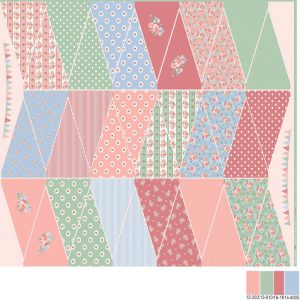 Stoffpanel für Wimpelkette, 1 Meter für inkl. 5 Meter Schrägband – rosa