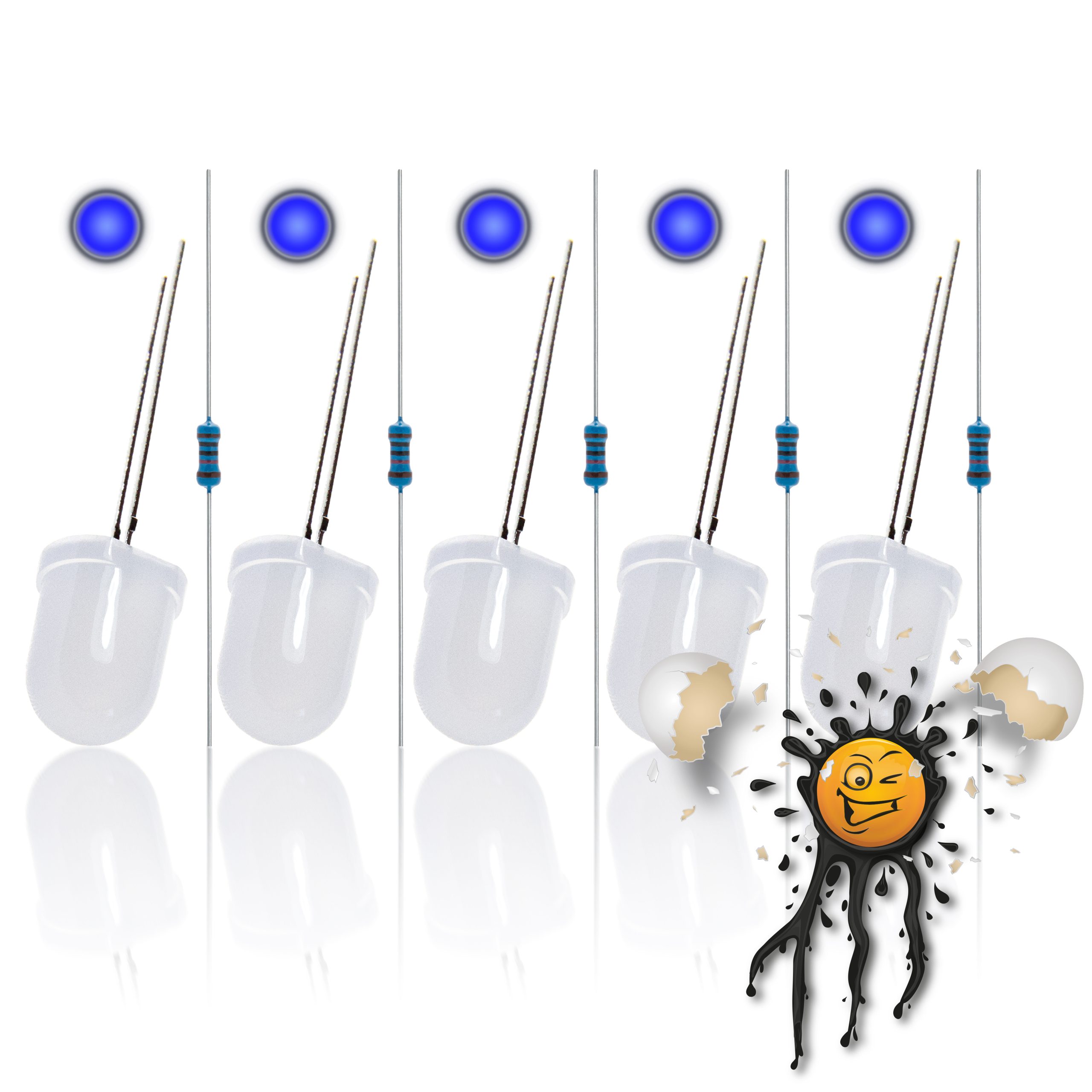 10mm 12V red blue white yellow green 10-Teile LED diffus Sortiment – Bild 3