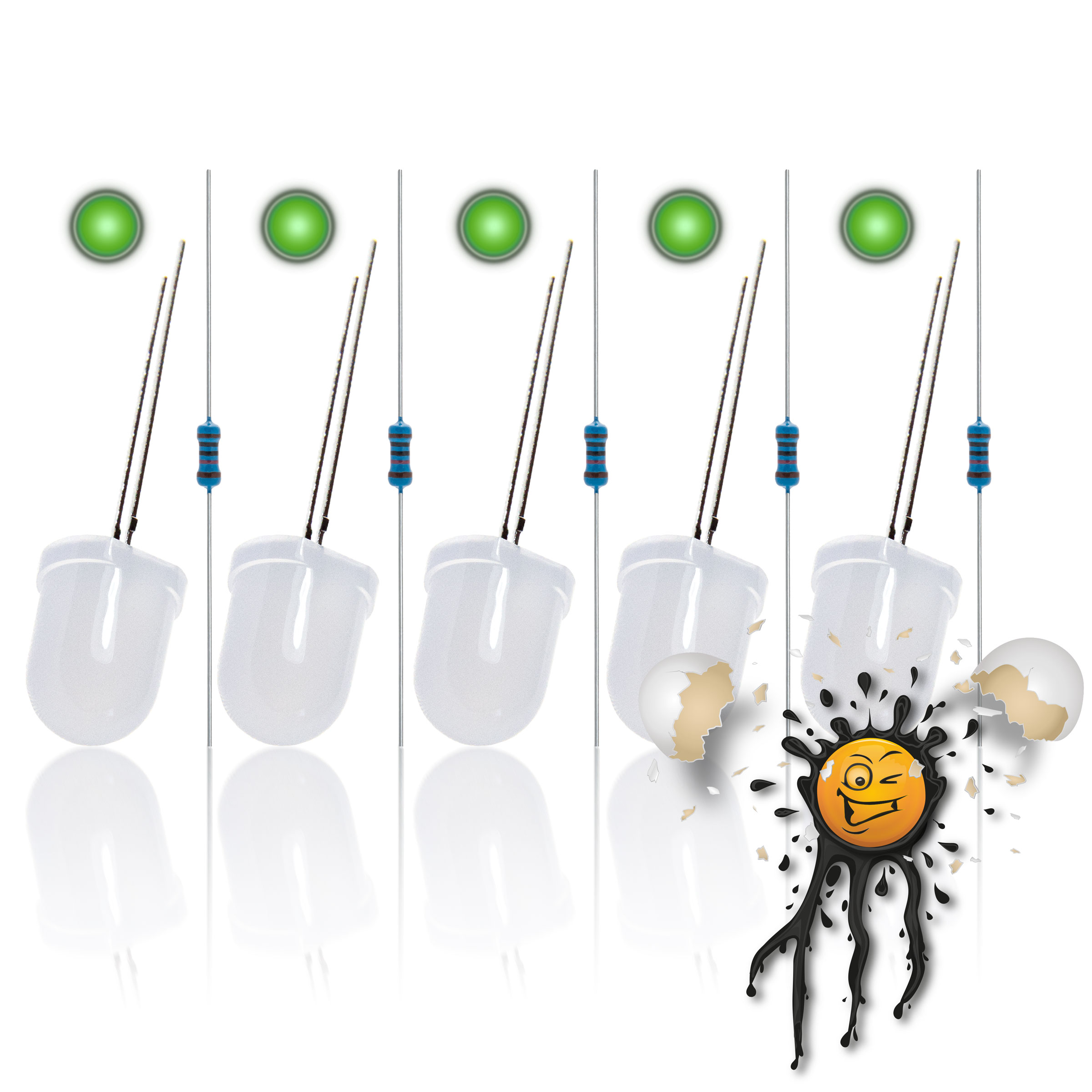 10mm 12V red blue white yellow green 10-Teile LED diffus Sortiment – Bild 4