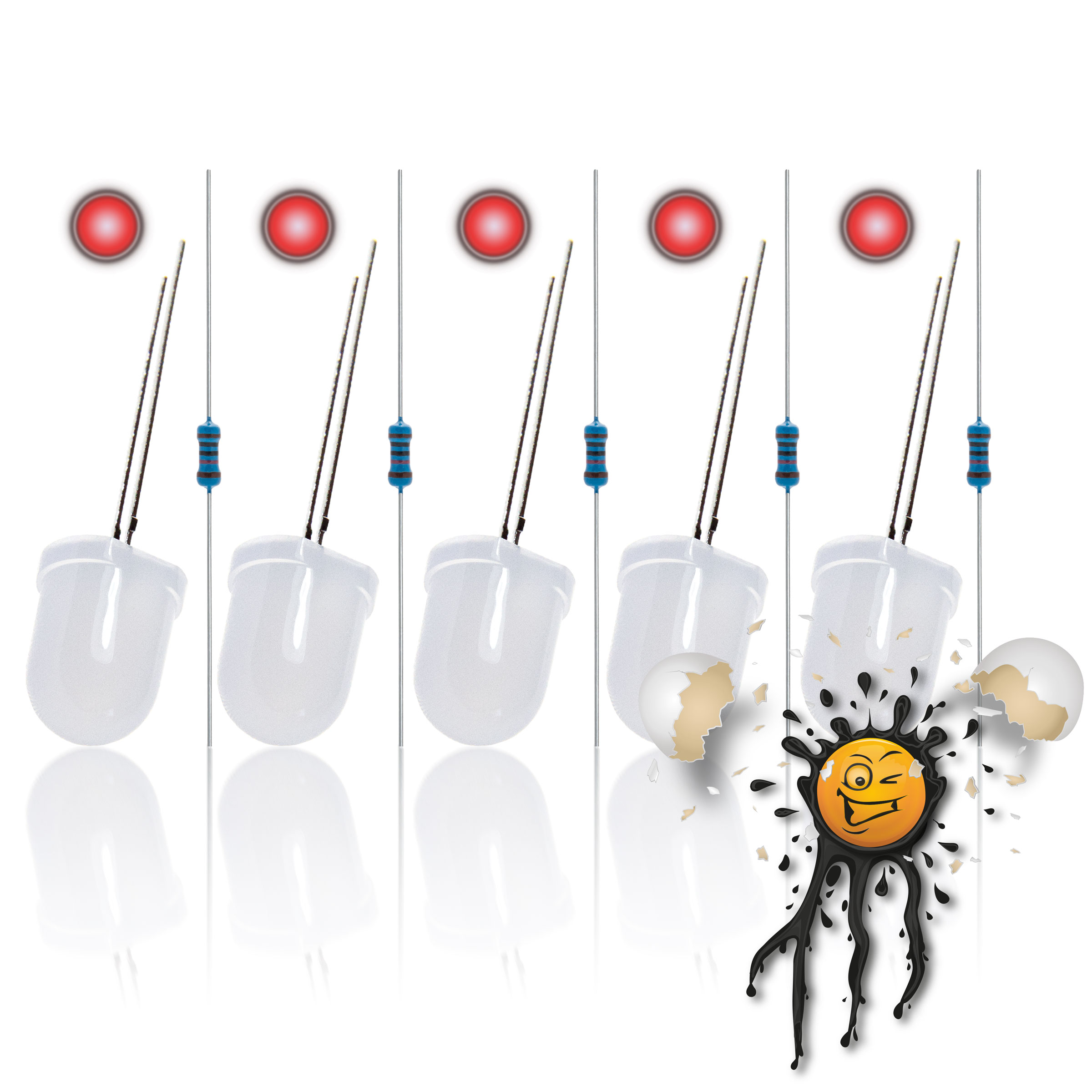 10mm 12V red blue white yellow green 10-Teile LED diffus Sortiment – Bild 5