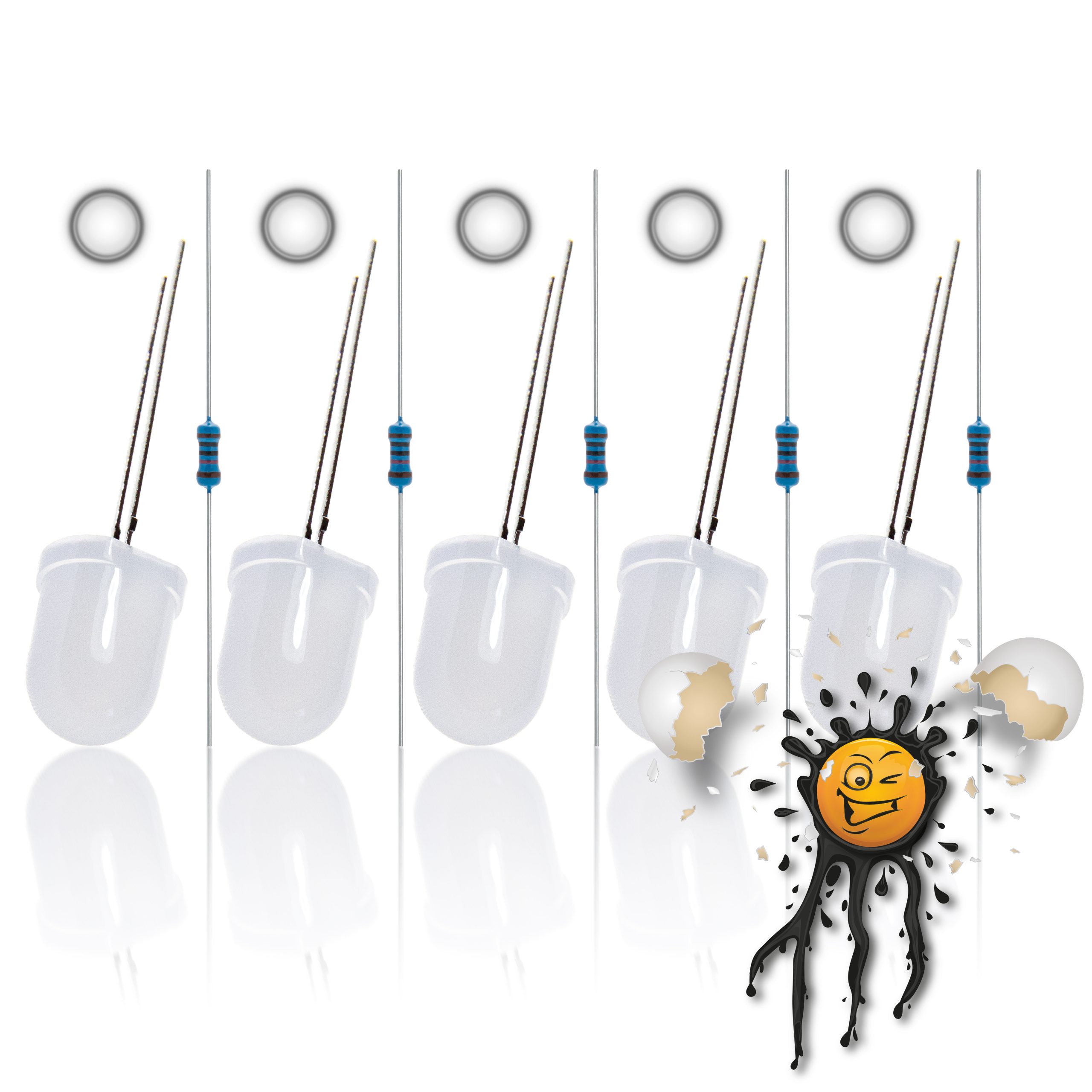 10mm 12V red blue white yellow green 10-Teile LED diffus Sortiment – Bild 6