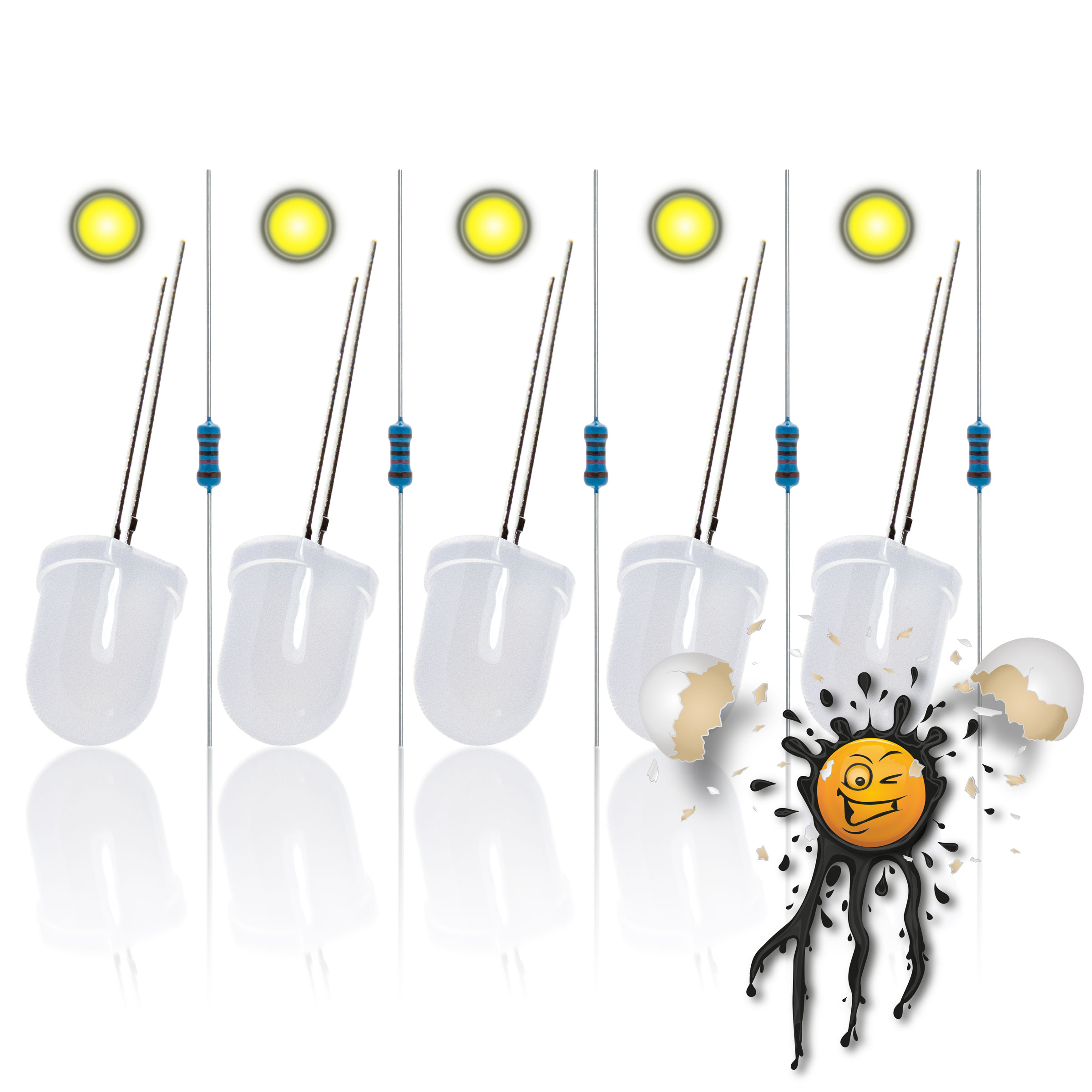 10mm 12V red blue white yellow green 10-Teile LED diffus Sortiment – Bild 7