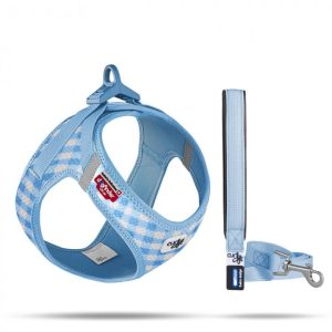HARNESS CURLI CLASP VERSCHLUSS AIR-MESH & LEINE (Skyblue-Caro), XXS