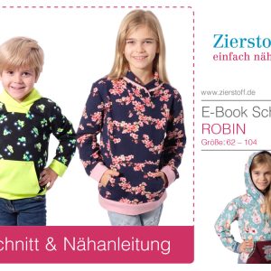 Kapuzensweatshirt “Robin”, Gr. 62 – 104 – optional mit Schalkragen [Digital]