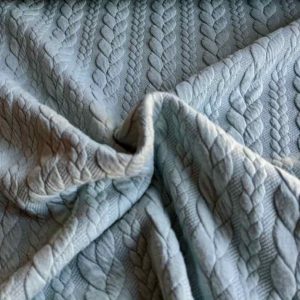 Dehnbarer Strickstoff mit Zopfmuster, Mint