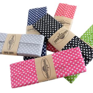 Gepunktetes Schrägband, Baumwolle, vorgefalzt, 20 mm breit – 3 Meter