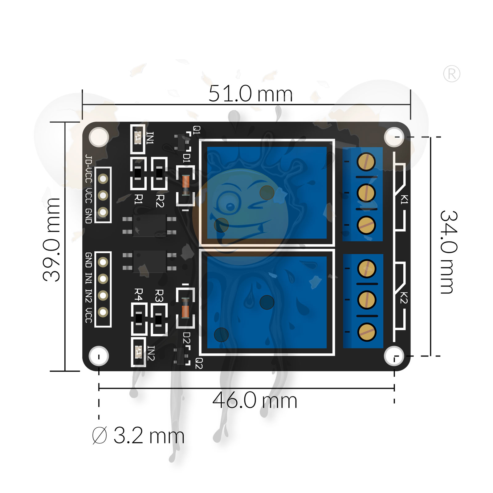 2 Kanal/Channel Relais Modul 12V 10A/250VAC 10A/30VDC Optokoppler – Bild 3