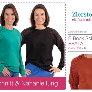 Shirt mit Rüschen und Raglanärmeln “BEATA”, Gr. 158 – Damengr. 46 [Digital]