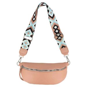 Crossbody-Tasche mit farbigen Taschen-Gurtband, rosa