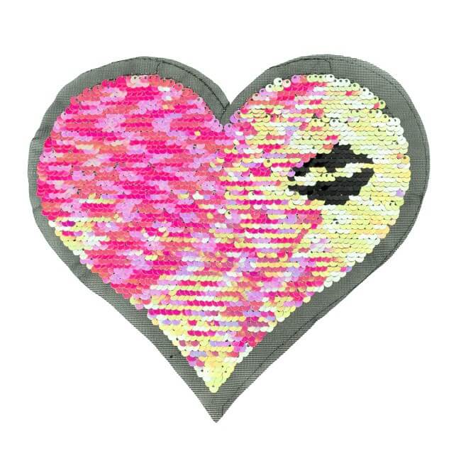 Wendepailletten, Applikation Aufnäher Herz mit Lippen – Bild 7
