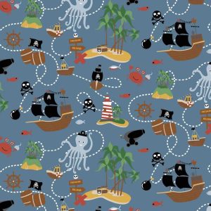 Jersey, Piratenmotiv Blau – Jeansblau