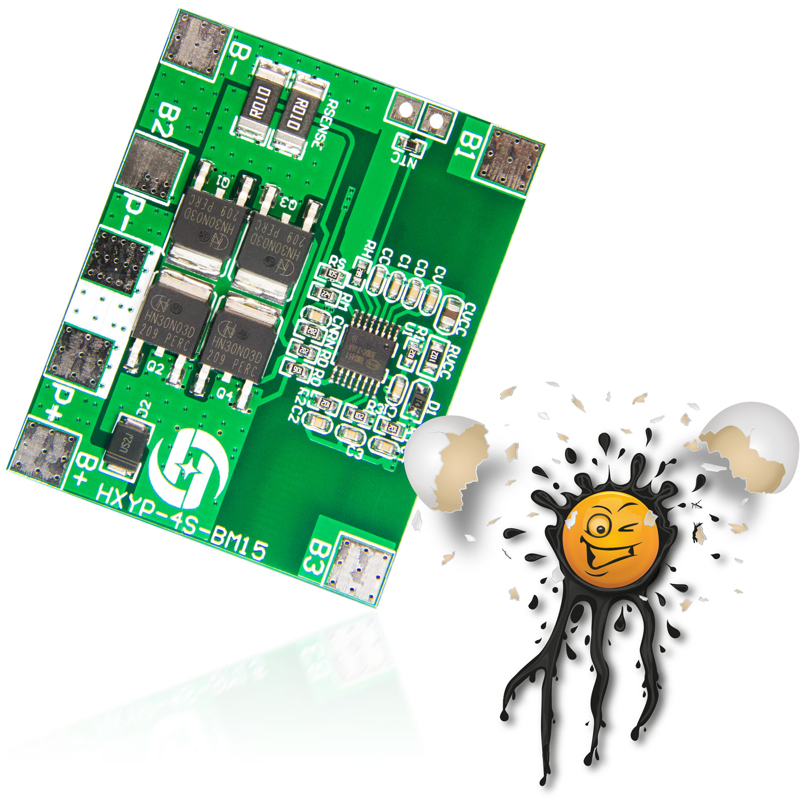 4S 3,2V Li-Ion LiFePO4 LiFe BM3451 12,8V BMS Laderegler 14A