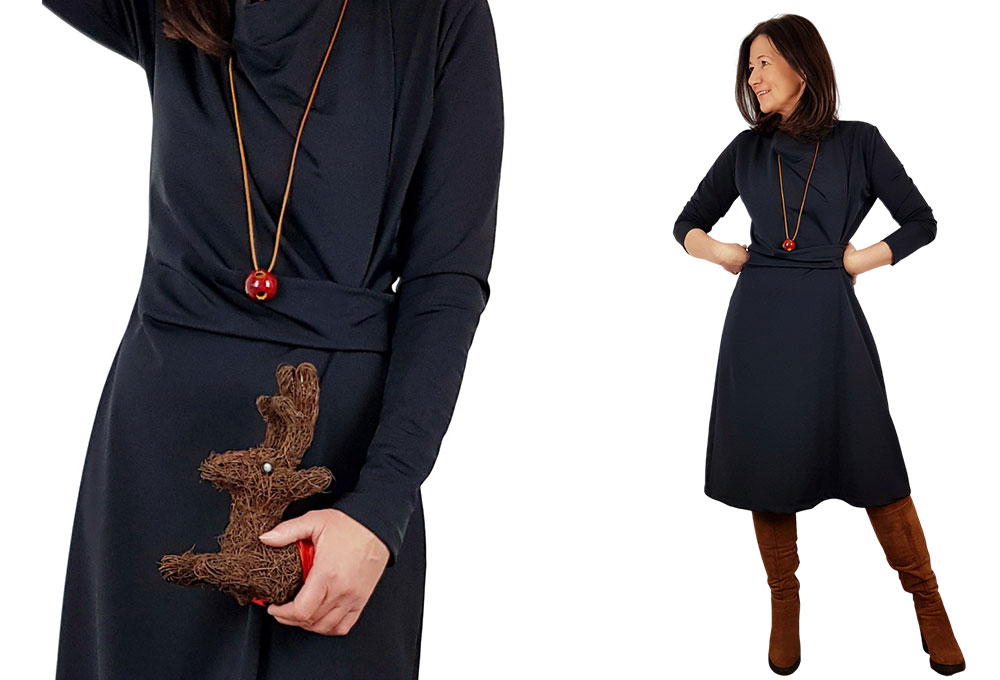 PAPIERSCHNITTMUSTER, Kleid mit Wasserfallkragen “Jessica”, Gr. 158 – Damengr. 46