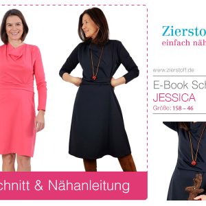 Kleid mit Wasserfallkragen “Jessica”, Gr. 158 – Damengr. 46 [Digital]