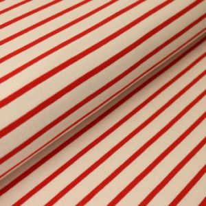 Sommersweat, Sweatshirt Stoff Ecru mit Streifen – Rot