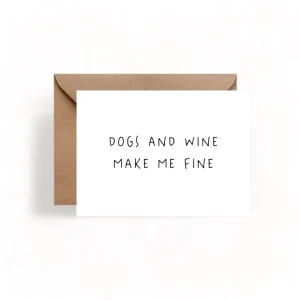 „DOGS AND WINE“ Grußkarte, mit Umschlag (Lieblingspfote)