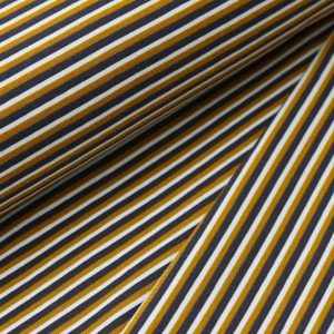 Jersey, schmale Streifen Senf / Grau / Weiß