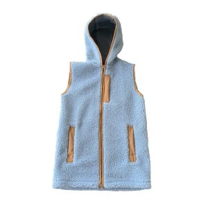 Alwero – Weste „APRES“ Adult mit Kapuze, ICE BLUE, Biowolle Ultra Light