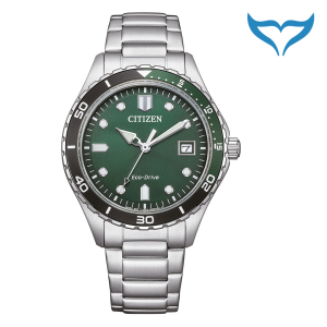 Citizen Sports AW1828-80X Datum Eco Drive Ring Solar Herren grün 10 bar Neu