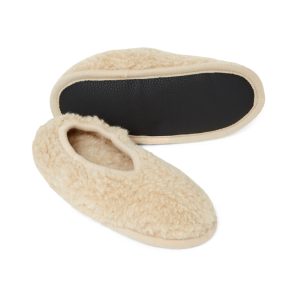 Alwero – Hausschuhe, Ballerina Adult, Beige, Biowolle