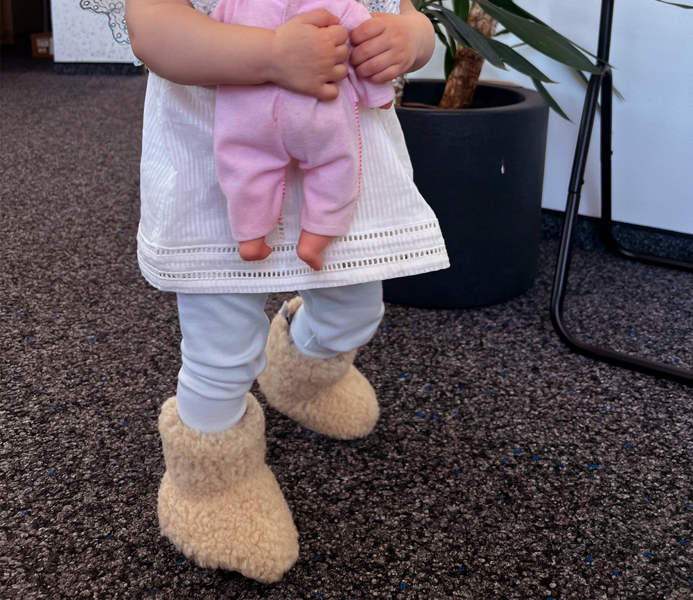 Alwero – Booties Baby, EVERS, Sand Brown, Biowolle – Bild 4