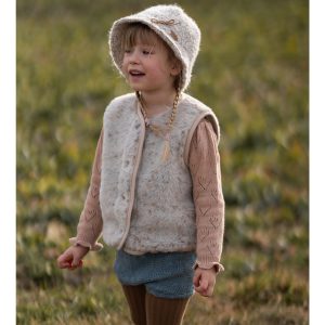 Alwero – Bodywarmer „TYB“ Junior, Biowolle, BEIGE MULTI DOTS, ultra light