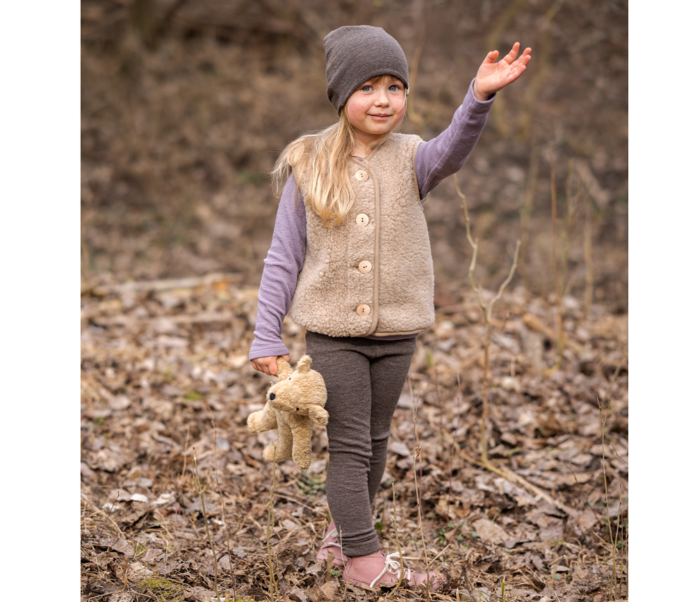 Alwero – Bodywarmer „PO“ Junior, Biowolle, TAN, ultra light – Bild 3