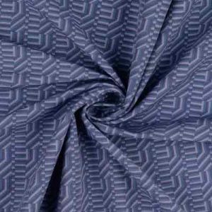 Stretch, Jacquard, Bengaline, Blaue Musterung