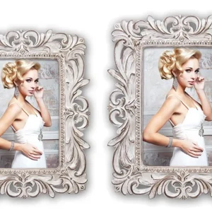 Bilderrahmen Fotorahmen Kunststoff creme verschnörkelte Leisten Vintage 2 Formate