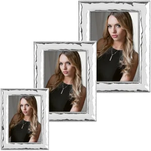 Bilderrahmen Fotorahmen Metall silberfarben Struktur edel 3 Formate