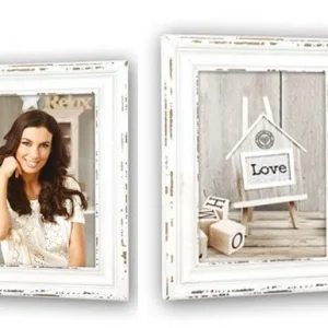 Bilderrahmen Klapprahmen Doppelrahmen Holz weiß Vintage Style 2 Fotos 2 Formate