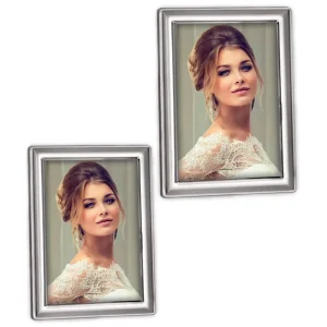 Bilderrahmen Metall Samt Rückwand Wechselrahmen silber poliert 1 Stk 2 Formate