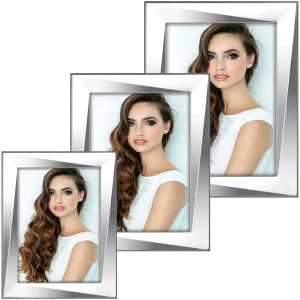 Bilderrahmen Rahmen versilbert Struktur Holz & Metall silber 1 Stk – 3 Formate