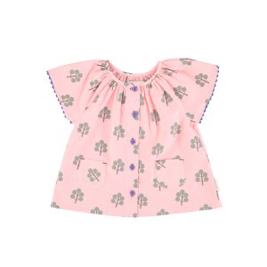 PiuPiuChick – Bluse „TREES“, pink, Biobaumwolle
