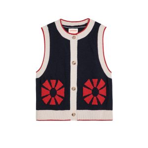 BOBO CHOSES – Strickweste „FLOWER“, marineblau