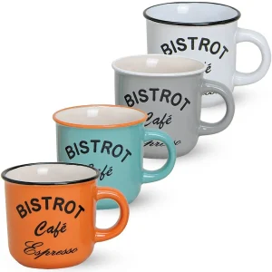 Bunte Espressotasse retro Emaille-Optik Keramik 1 Stk. B-WARE 6 cm / 100 ml