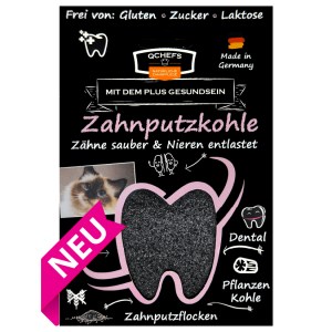 QCHEFS Zahnputzkohle Katze (ZĂ€hne sauber & Nieren entlastet, geschmacksneutral, mit Pflanzenkohle)