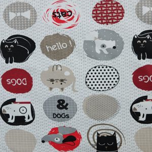 Jersey, Katzen und Hunde Rot auf Ecru