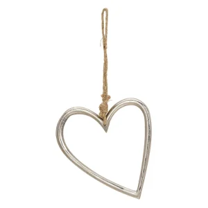Dekohänger Herz Metallherz Fensterdeko Türdeko Wanddeko Metall silber 18 cm