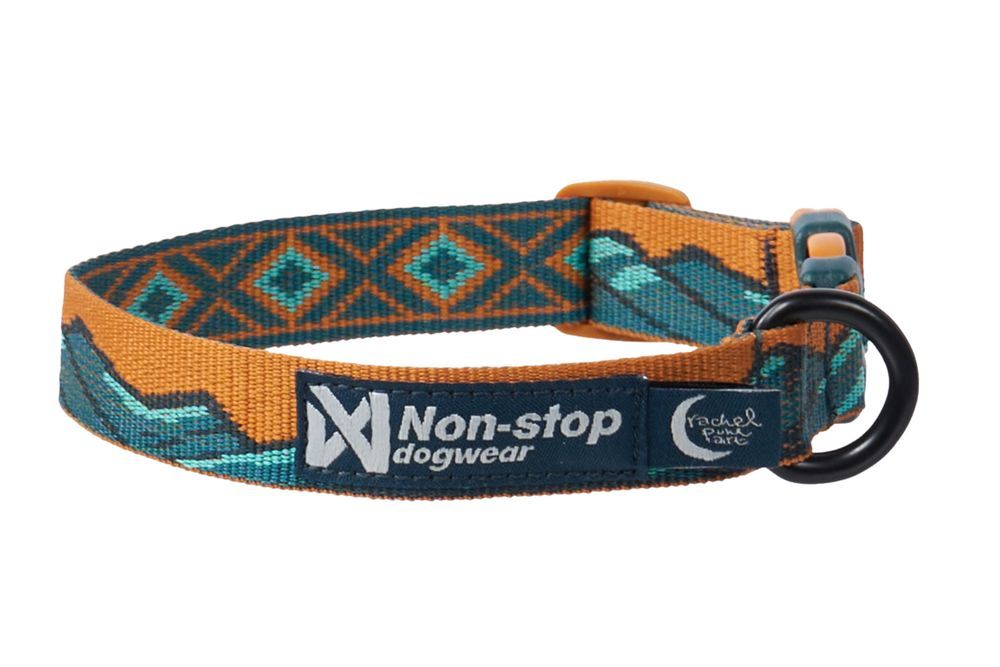 Non-stop dogwear Trail quest collar Rachel Pohl edition, türkis, blau und rost (Bergen und türkisfarbene Seen) S, M, L