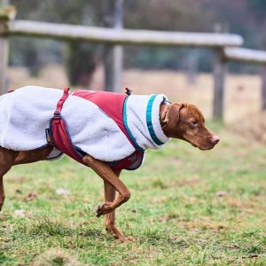 Non-stop dogwear Trekking fleece dog jacket, Beinschlaufen, Geschirröffnung, Muskelgruppen abgedeckt, Bewegungsfreiheit, grau/weinrot/türkis (33, 36, 45, 65)