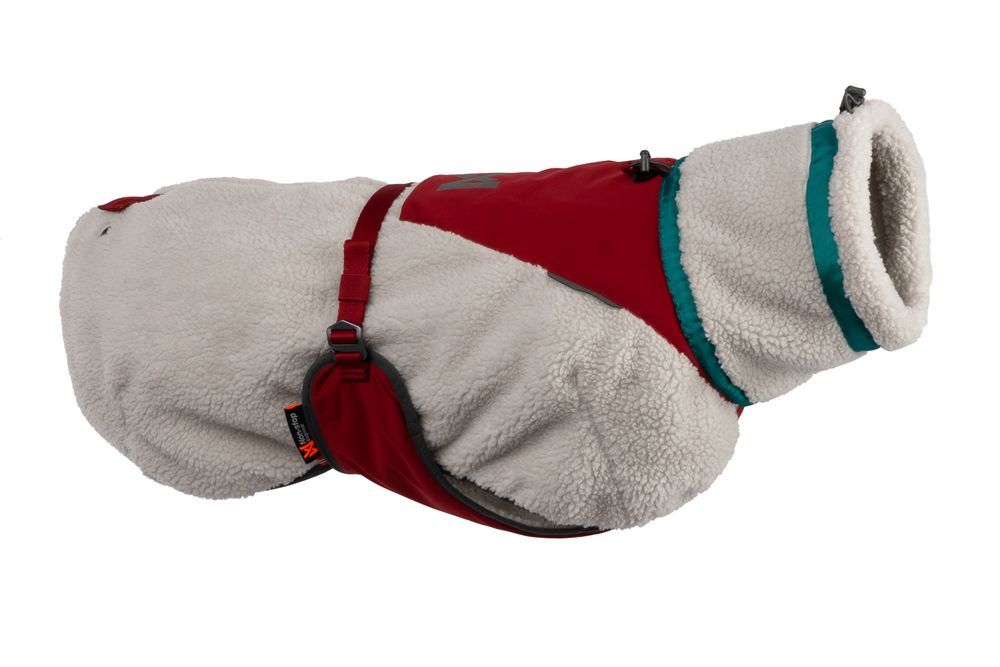 Non-stop dogwear Trekking fleece dog jacket, Beinschlaufen, Geschirröffnung, Muskelgruppen abgedeckt, Bewegungsfreiheit, grau/weinrot/türkis (33, 36, 45, 65) – Bild 3