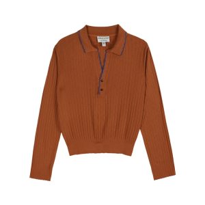 EMILE & IDA – Poloshirt, ‚POINTELLE‘, pecan, Baumwolle
