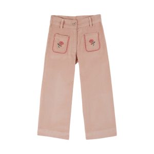 EMILE & IDA – Hose, ‚VELOURS BRODE‘, peony, Baumwolle